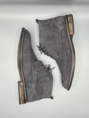 Bruno Marc Mens Grey Suede Wingtip Chukka Boots Lace Up Ankle Boots